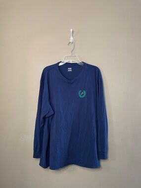 PINK Victoria's Secret Navy Long Sleeve Tee with Green Laurel Accent SZ XXL